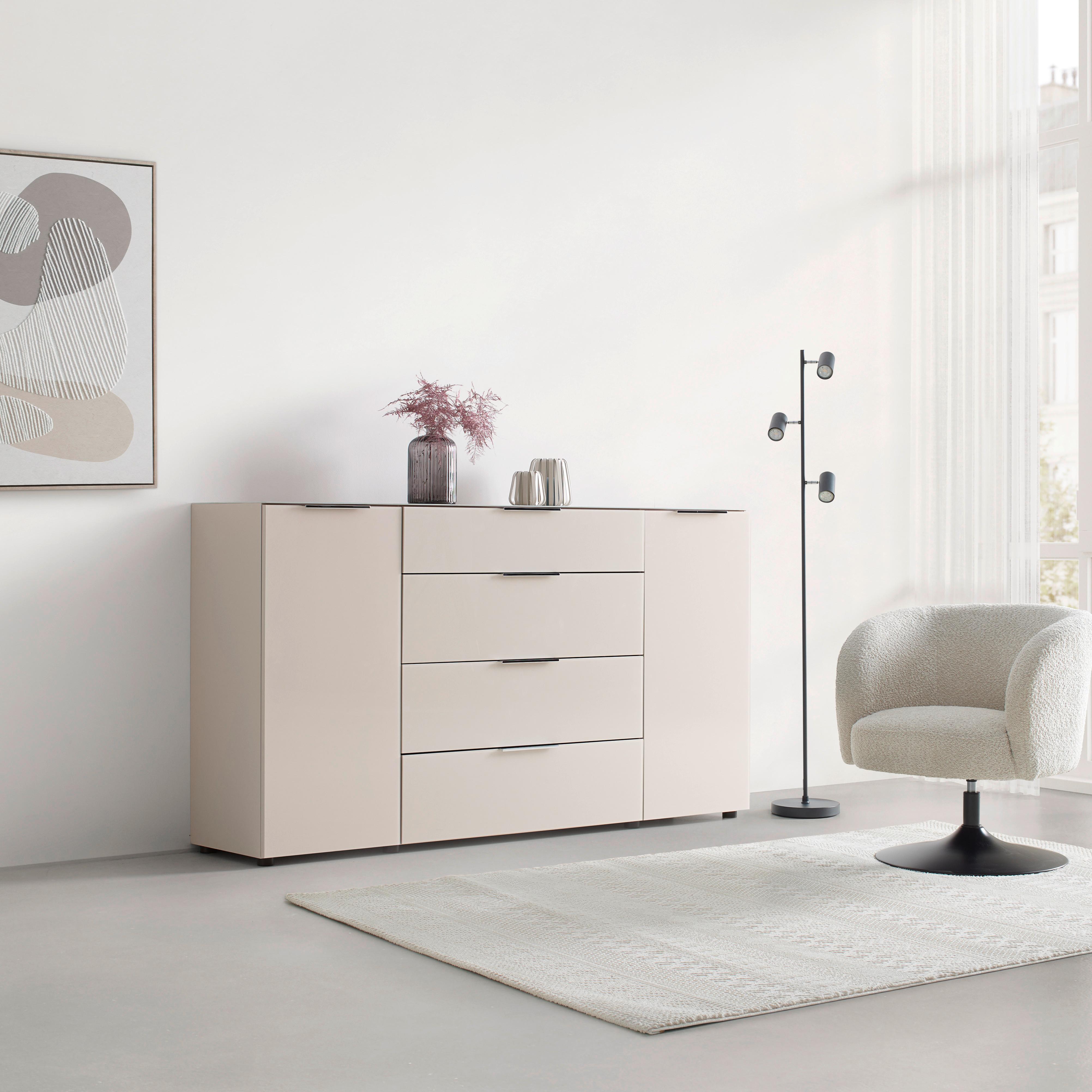 Sideboard Siena Kaschmirfarben - Chromfarben/Kaschmir, MODERN, Glas/Holzwerkstoff (180/99/40cm) - Mömax