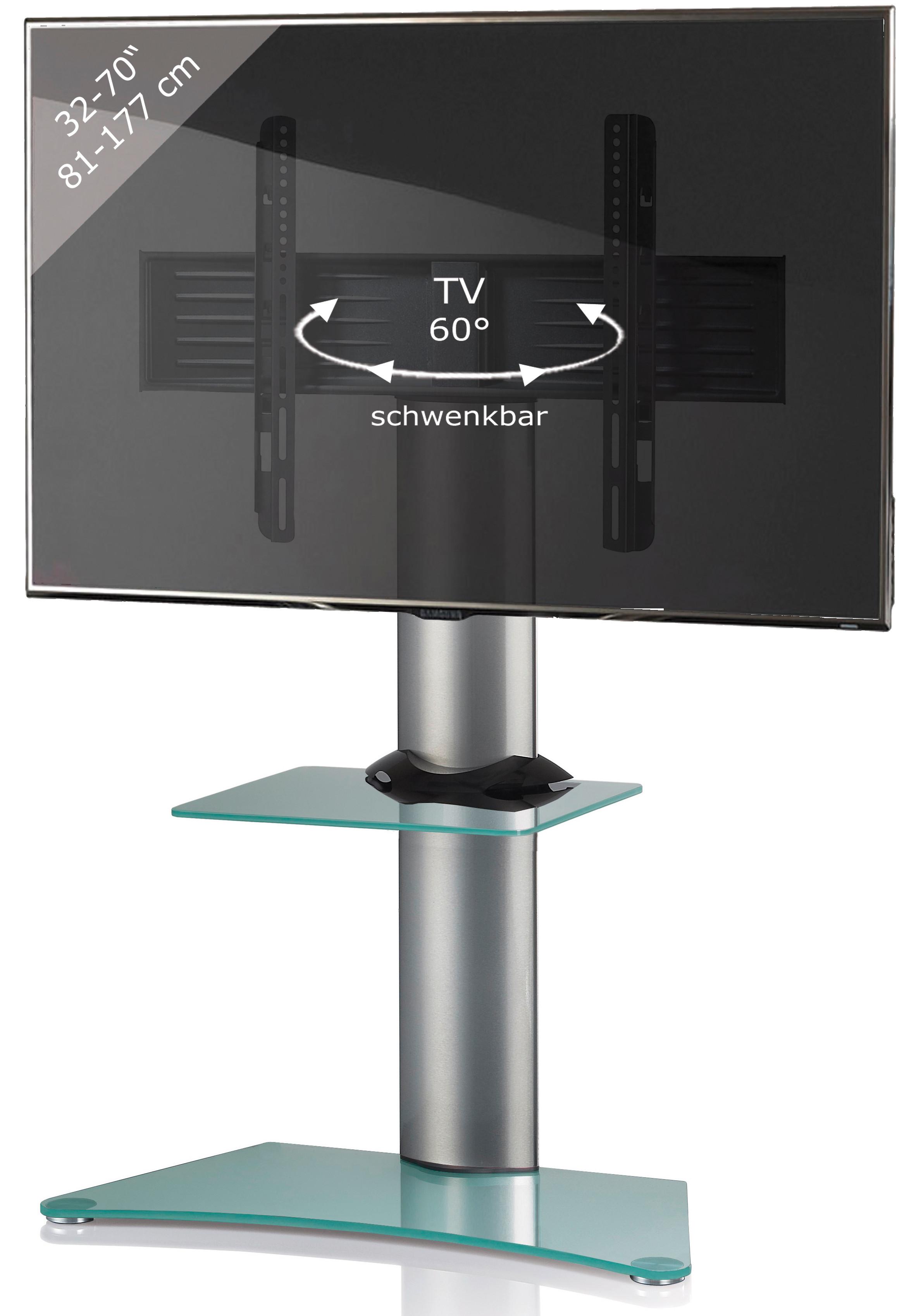 Stojalo Za Tv Zental, Srebrna, 80 Cm - srebrne barve/prozorno, Konvencionalno, kovina/steklo (80/111/40cm) - MID.YOU