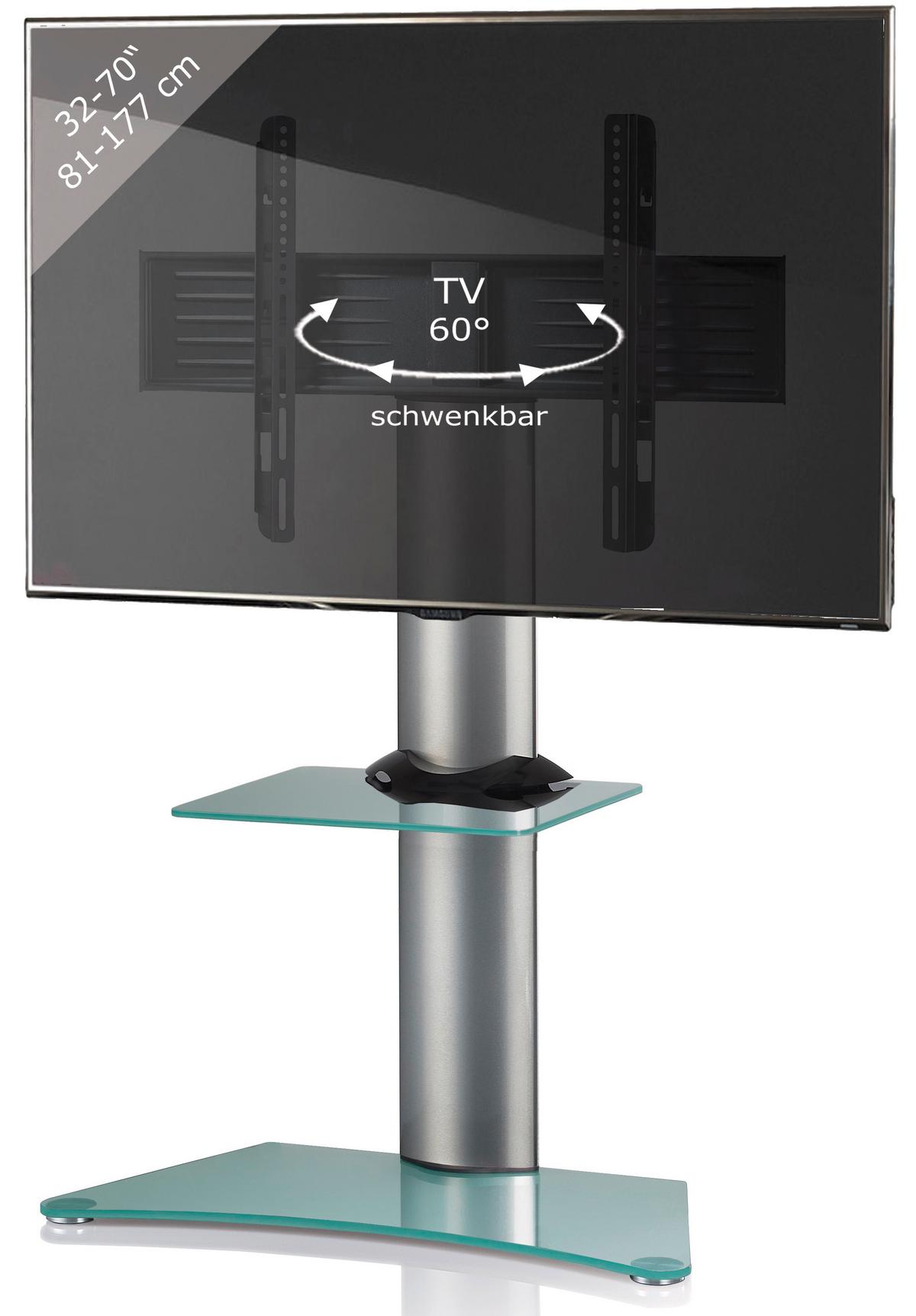 Stojalo Za Tv Zental, Srebrna, 80 Cm - srebrne barve/prozorno, Konvencionalno, kovina/steklo (80/111/40cm) - MID.YOU