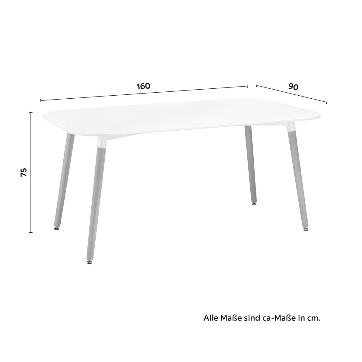 Esstisch Anuk Weiß MDF ca. 160x90 cm - Buchefarben/Weiß, MODERN, Holz/Holzwerkstoff (160/90/75cm) - Bessagi Home