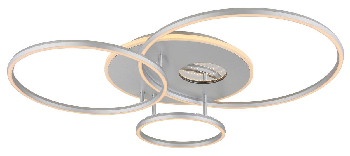 Led Stropna Svjetiljka Invertina - bijela/srebrne boje, Design, metal/plastika (90/70/13cm) - Globo