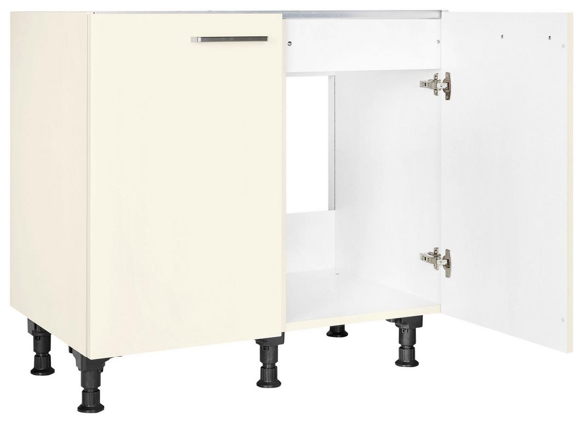 Spülenunterschrank Touch Magnolie - Edelstahlfarben/Magnolie, MODERN, Holzwerkstoff/Metall (90/87/56cm) - Nobilia