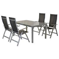 Vrtni Set Carrara, 5-Delni - srebrne barve/črna, Moderno, kovina/tekstil - Gardenson