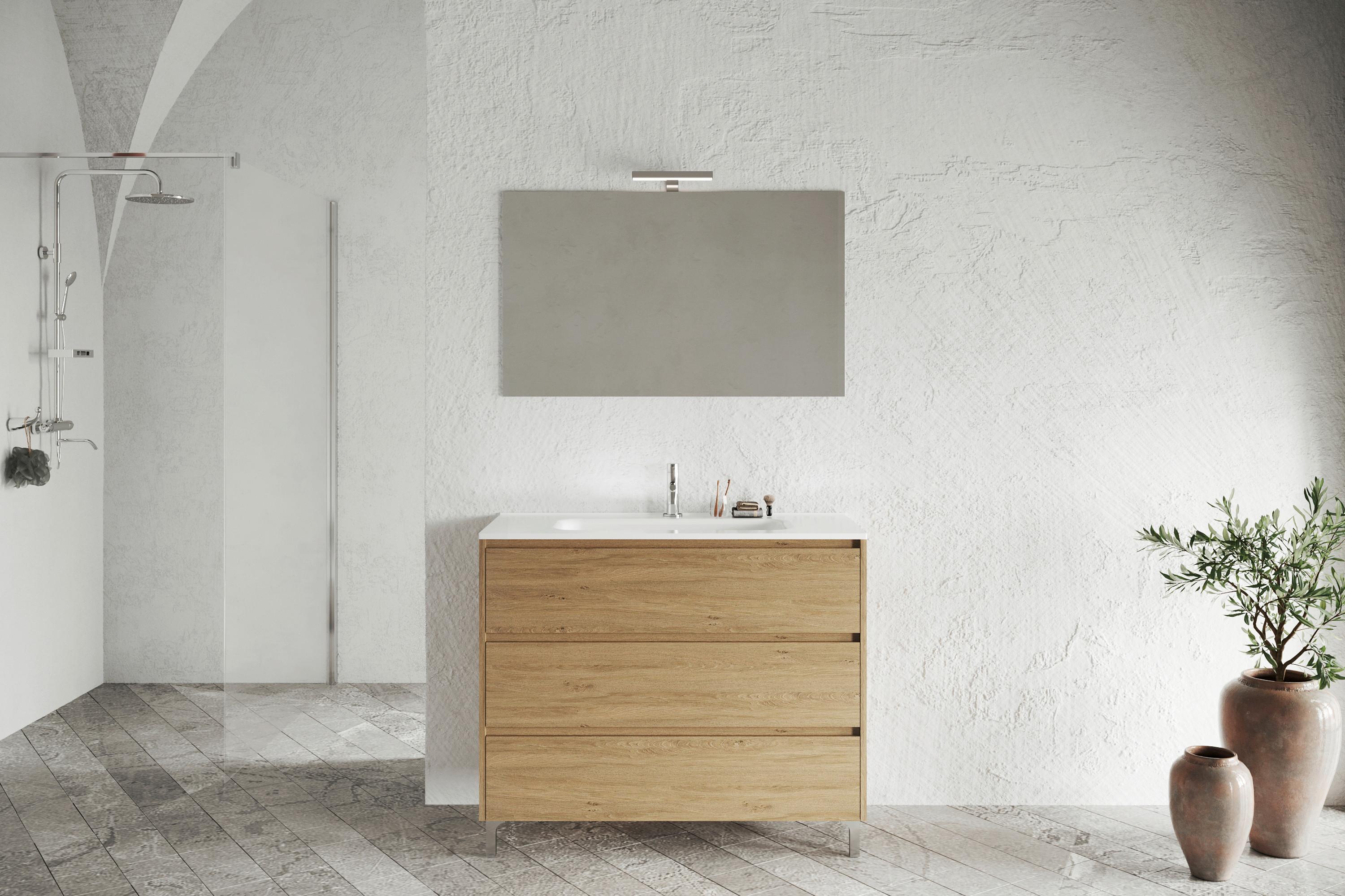 Element Ispod Umivaonika Lisbona - divlji hrast, Basics, drvni materijal (100/74/46cm)