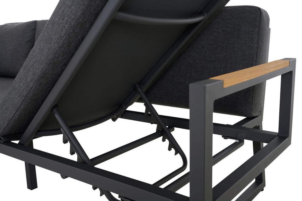3er-Loungesofa Calera Anthrazit/Echtholz - Anthrazit, Basics, Holz/Textil (219/81/91cm) - Siena Garden
