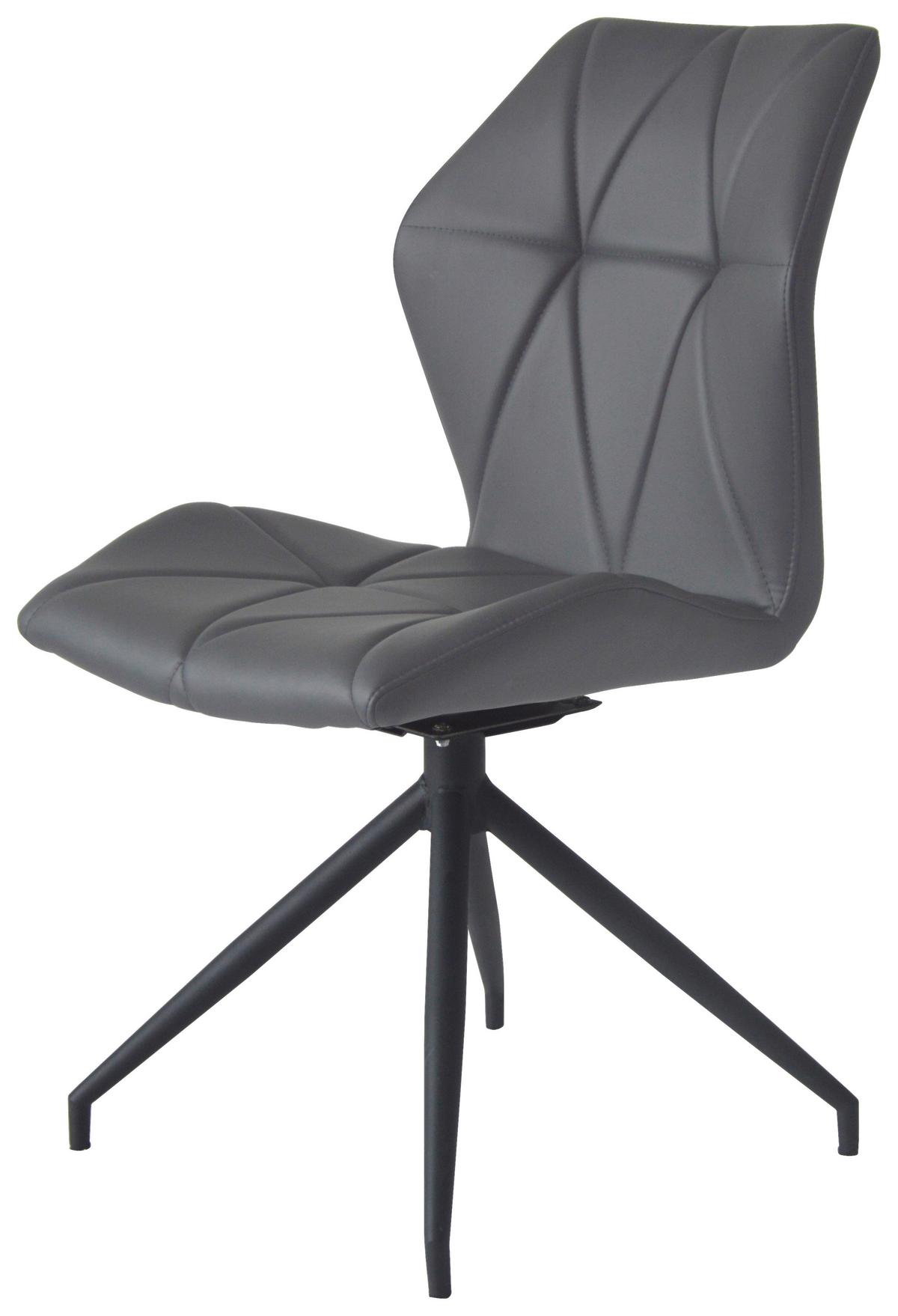 Stuhl-Set IMKE Grau, 360° drehbar - Schwarz/Grau, KONVENTIONELL, Textil/Metall (52/90,5/62cm) - MID.YOU