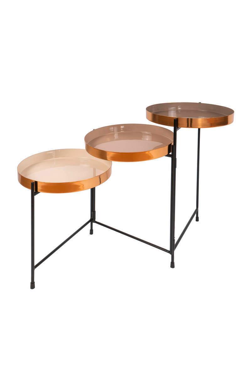 BEISTELLTISCH 85EDJ-CRE - Creme/Schwarz, Basics, Metall (96,5/60,5/30,5cm) - Kayoom