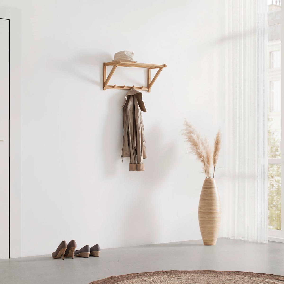 Cuier cu montare pe perete BONNIE - culoare natur, Konventionell, lemn (51/25/28cm) - Best Price