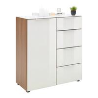 Kommode Siena Weiß/Nussbaumfarben - Silberfarben/Nussbaumfarben, MODERN, Glas/Holzwerkstoff (135/99/40cm) - Mömax
