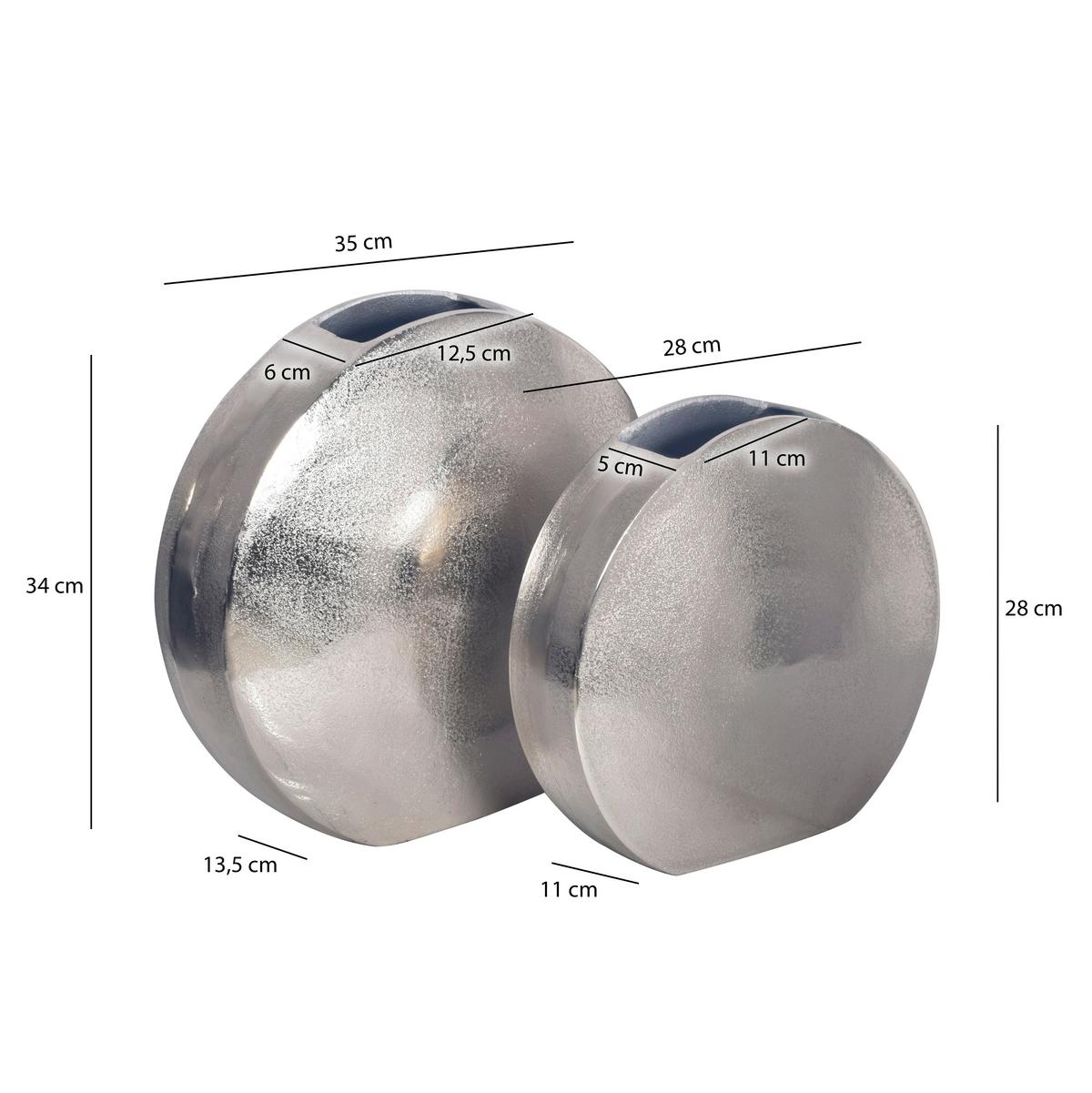 DEKOVASE Dekovase 2er Set Silber - Silberfarben, Design, Metall (35/34/13,5cm) - Livetastic