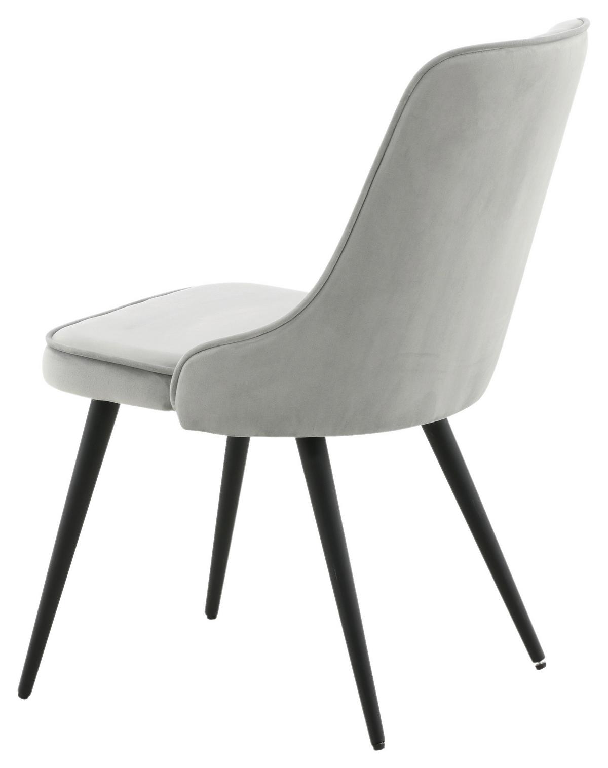 STUHL-SET VELVET DELUXE - Hellgrau/Schwarz, Design, Kunststoff/Textil (50/88,5/66cm) - Livetastic