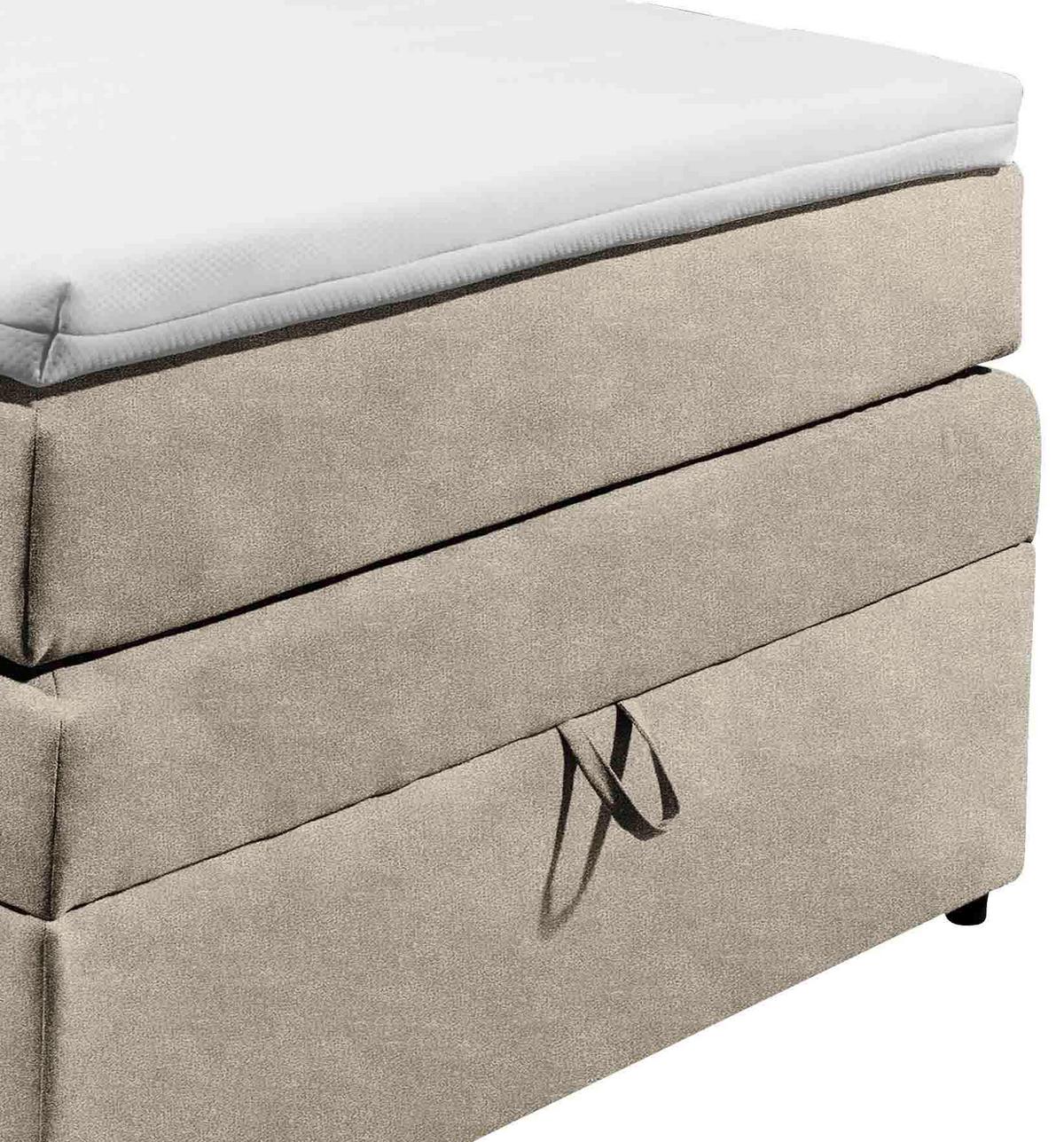 Boxspringbett Tacoma 3 inkl. Topper ca. 120x200 cm Sandf. - Sandfarben, KONVENTIONELL, Kunststoff/Textil (120/200cm) - MID.YOU