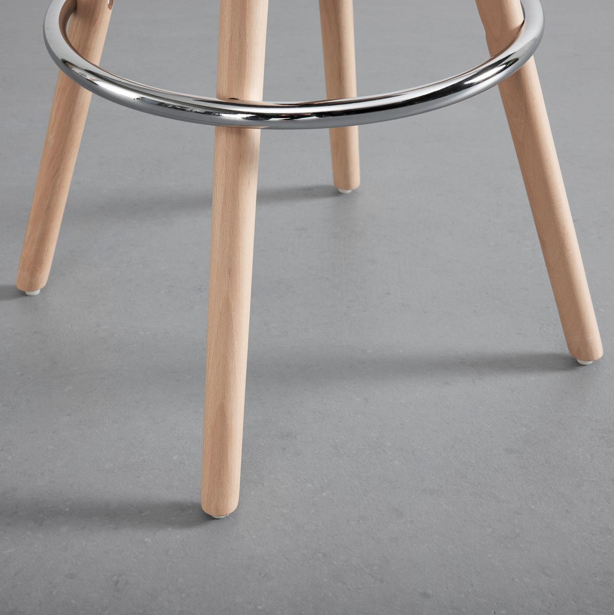 Barhocker Nelo Grau Webstoff Gepolstert - Chromfarben/Buchefarben, MODERN, Holz/Textil (42/100/33cm) - Bessagi Home