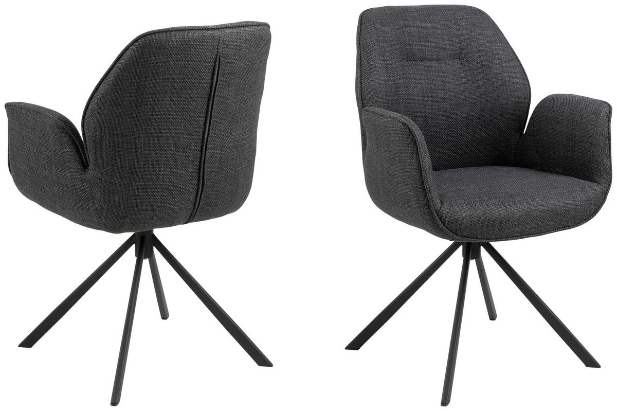 KRZESŁO Z PODŁOKIETNIKAMI AURA - ciemnoszary/czarny, Design, metal/tkanina (61/90/62cm) - MID.YOU