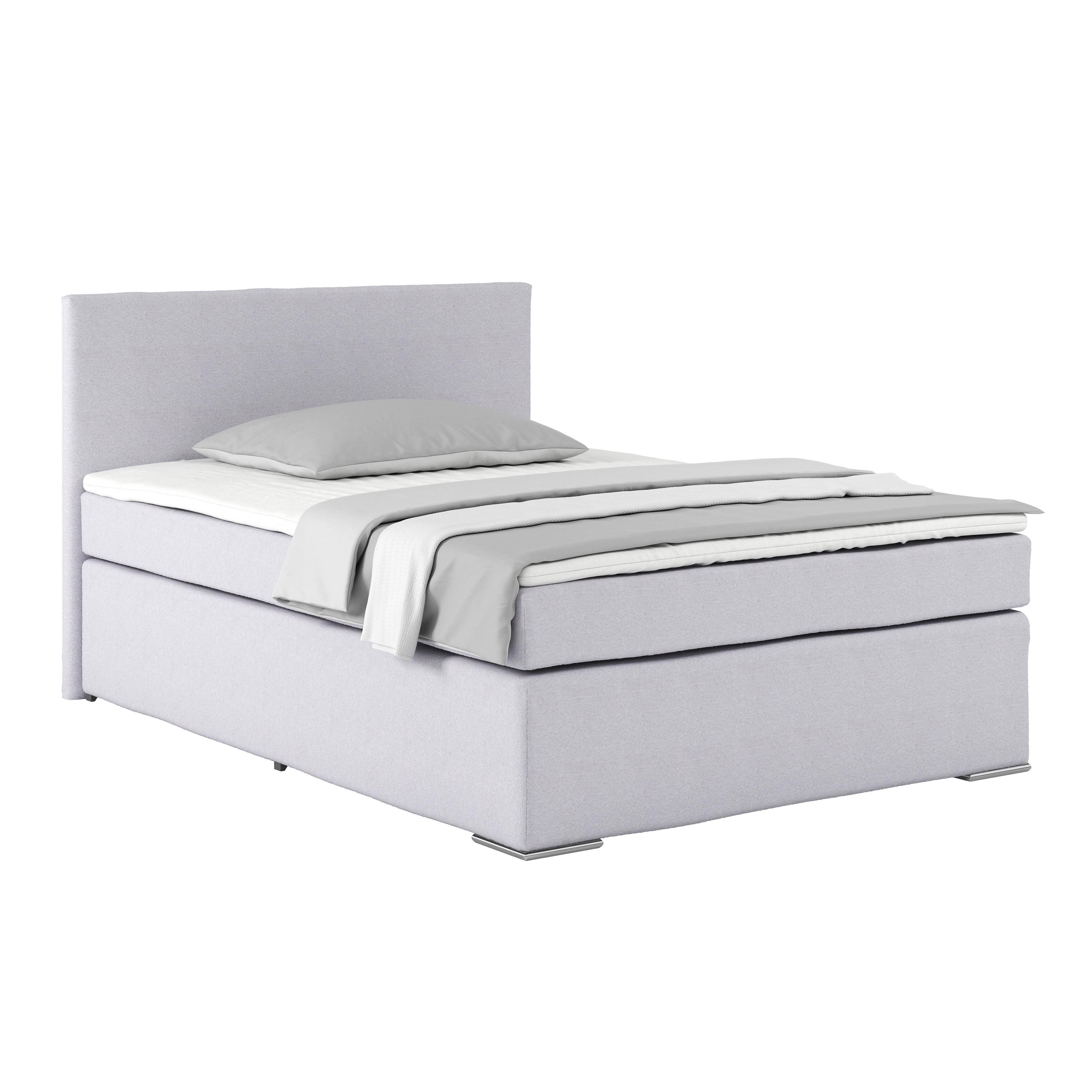 Boxspring Krevet Nero - sivo-bijela/svijetlo siva, Konvencionalno, tekstil/metal (140/200cm) - Best Price