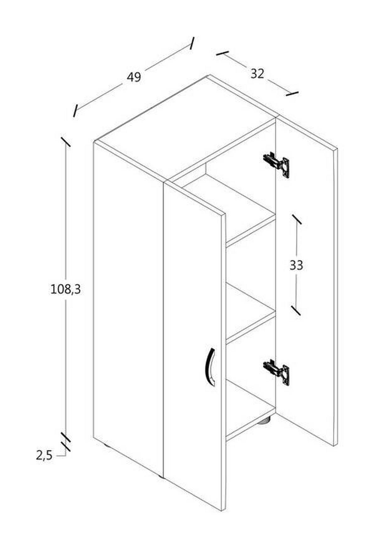 Pisarniška Omara Ulas 3, Hrast - medeni hrast, Moderno, leseni material (49/108/34cm) - MID.YOU