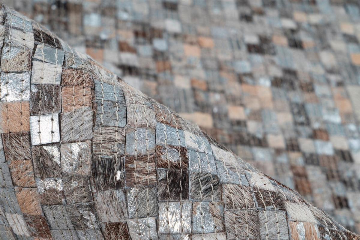 FLACHWEBETEPPICH FINISH 125 GRAU / SILBER - Silberfarben/Grau, Basics, Leder (200/290cm) - Kayoom