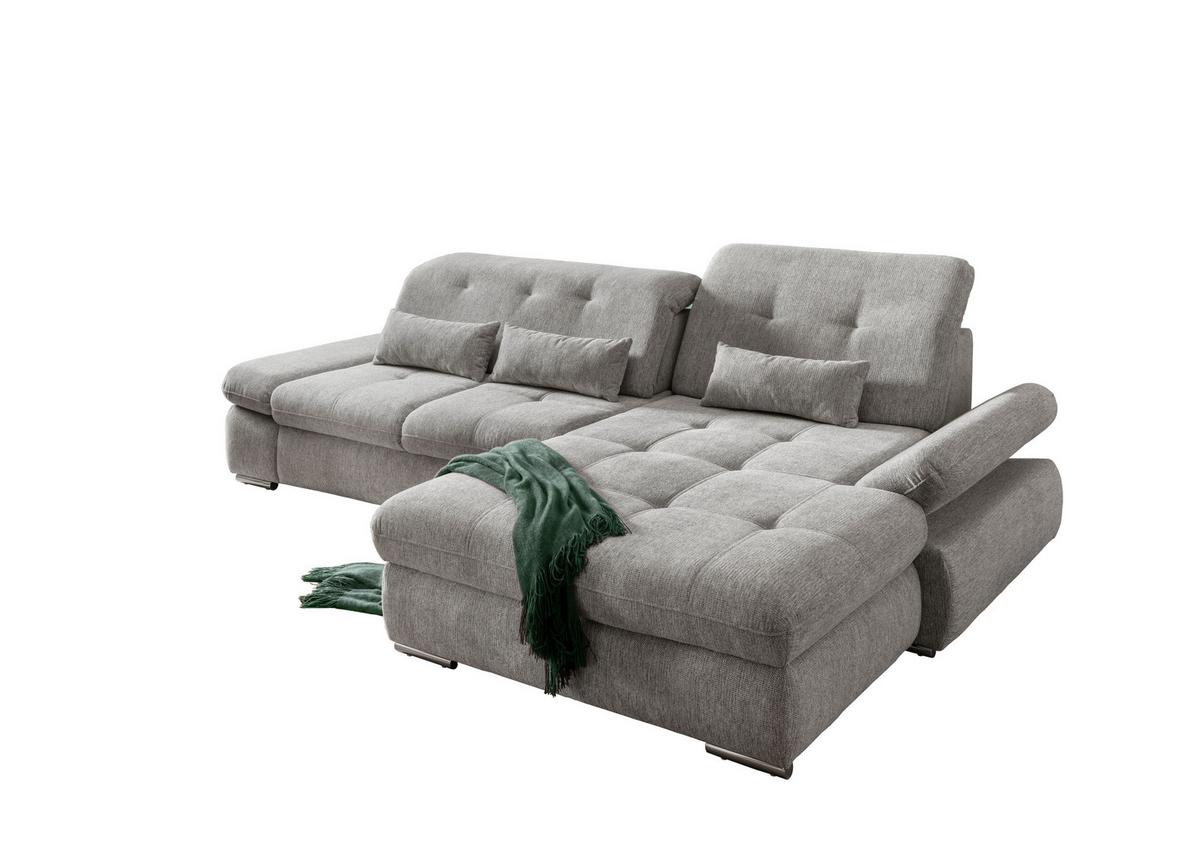 Wohnlandschaft Dalida Silberfarben Chenille - Chromfarben/Silberfarben, Design, Textil/Metall (300/196cm) - Livetastic