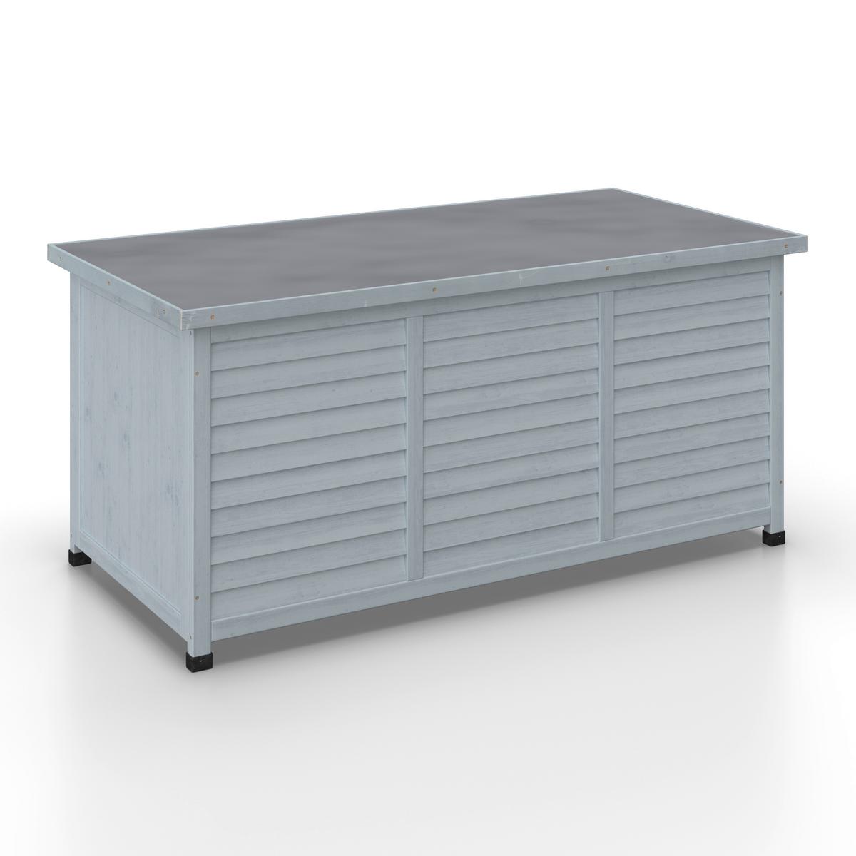 Kissenbox Biona Grau aus Echtholz - Grau, MODERN, Holz/Metall (132/60/66cm) - Bessagi Garden