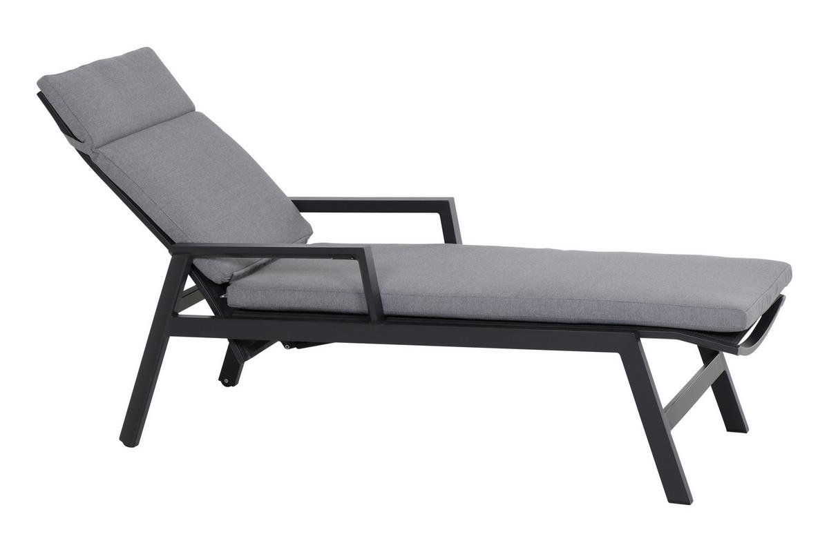 Gartenliege Valencia Anthrazit - Anthrazit, Basics, Kunststoff/Textil (154/102/70cm) - Siena Garden