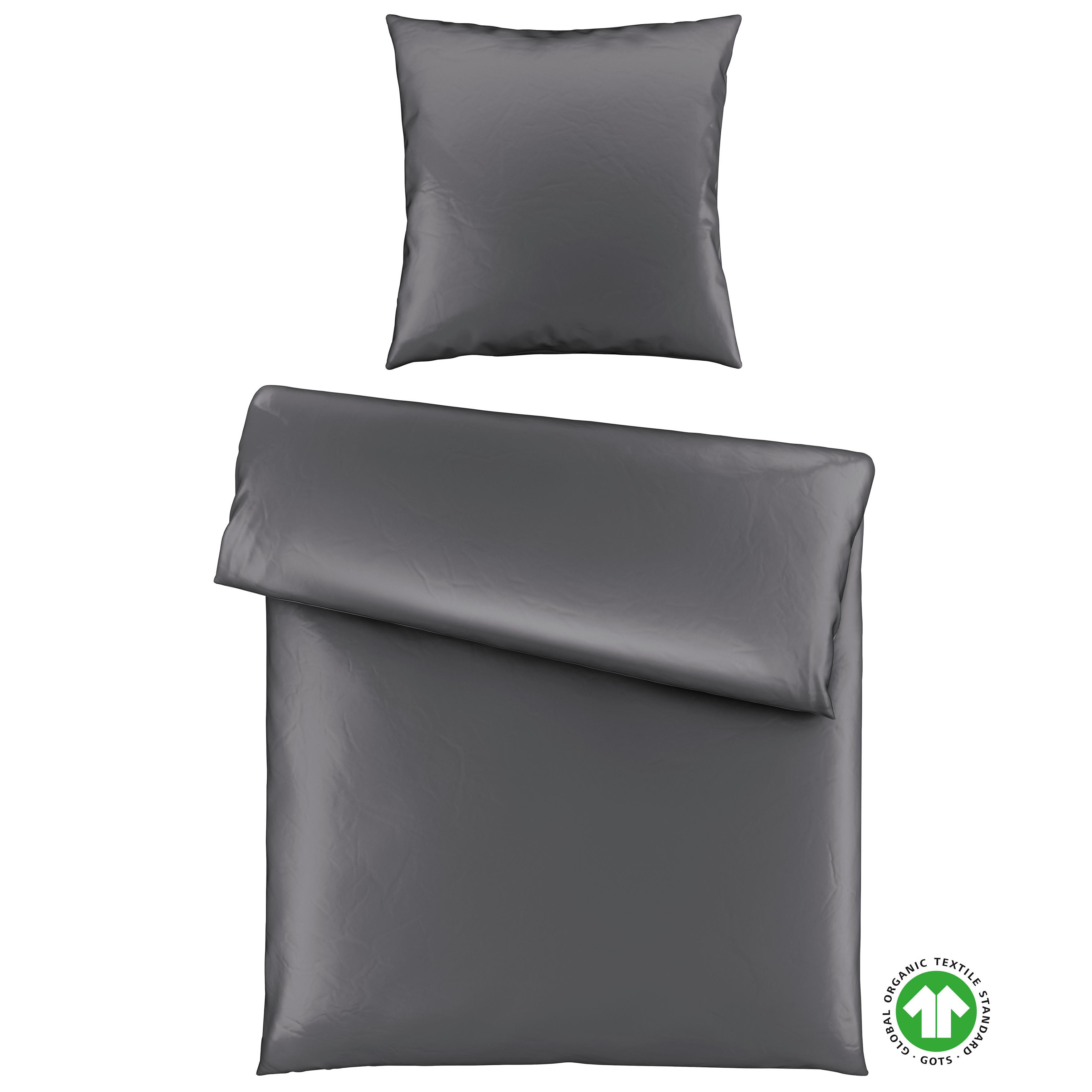 Bettwäsche Bio-Sophia Uni Anthrazit ca. 135x200cm - Anthrazit, Natur, Textil (135/200cm) - ecoTree
