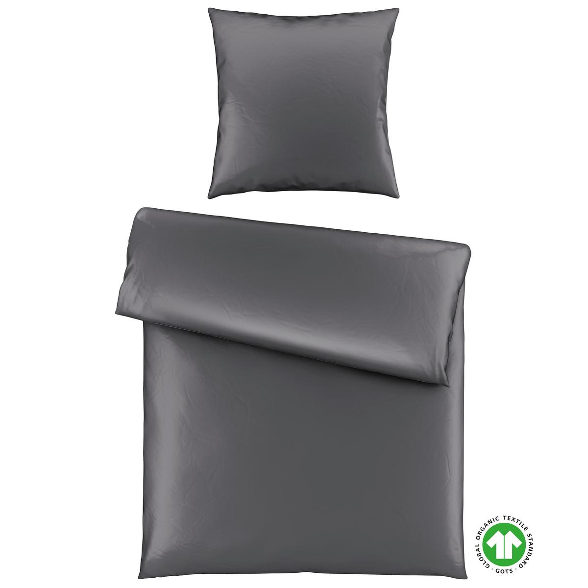 Bettwäsche Bio-Sophia Uni Anthrazit ca. 135x200cm - Anthrazit, Natur, Textil (135/200cm) - ecoTree