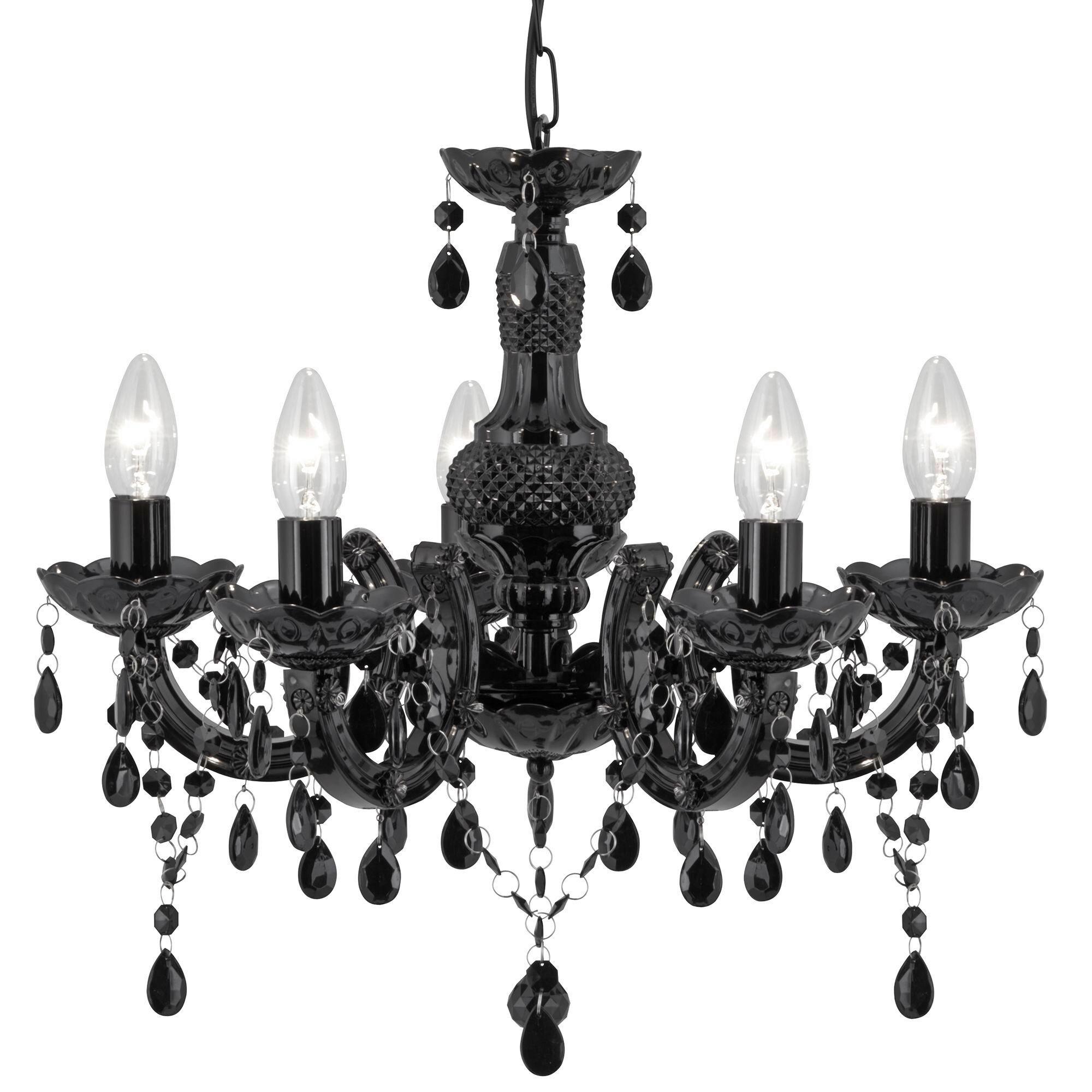 Hängeleuchte Marie Therese max. 60 Watt - Schwarz, Trend, Glas/Kunststoff (48/48/120cm)