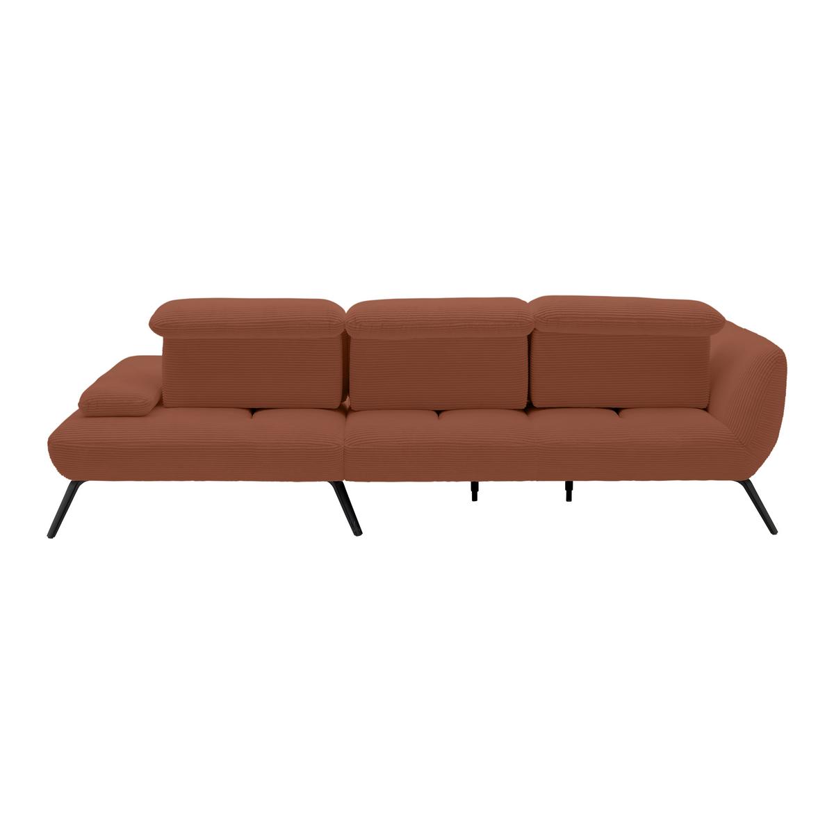 Wohnlandschaft Seattle Kupferfarben - Schwarz/Weiß, MODERN, Holzwerkstoff/Textil (196/87-107/301cm) - Premium Living