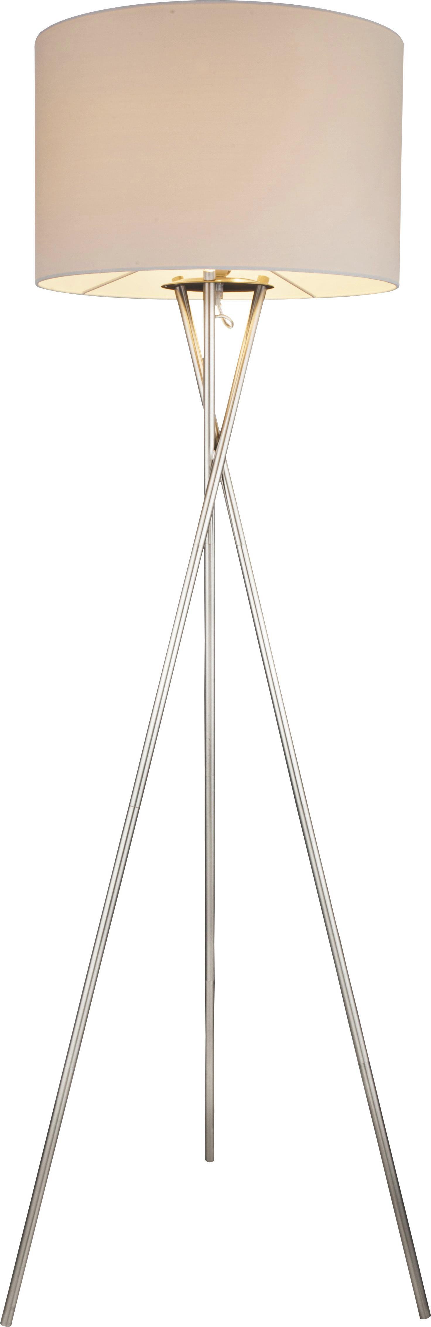 Stehleuchte max. 60 Watt - Weiß/Nickelfarben, LIFESTYLE, Textil/Metall (54/160cm)