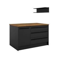 Insulă de bucătărie JAZZ - culoare lemn stejar/negru, Modern, material pe bază de lemn (140/90/90cm) - Modern Living