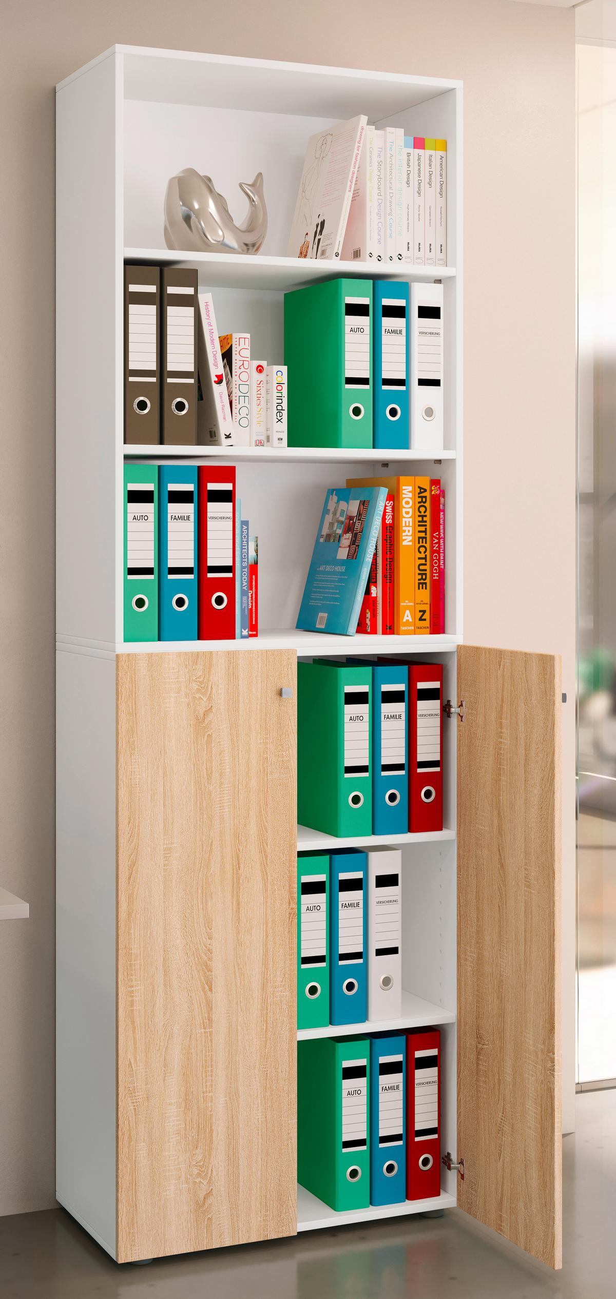 Arhivska Omara Lona Xxl, Bela, Barva Hrasta - bela/hrast sonoma, Design, leseni material (70/220/39cm) - MID.YOU