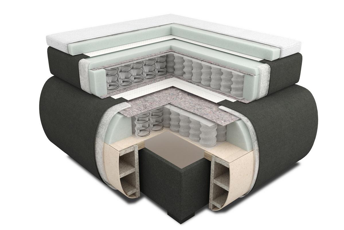 Boxspringbett "Bella", 200x200 cm, grau, mit Topper - Schwarz/Grau, Modern, Holz/Kunststoff (180/200cm) - Bessagi Home