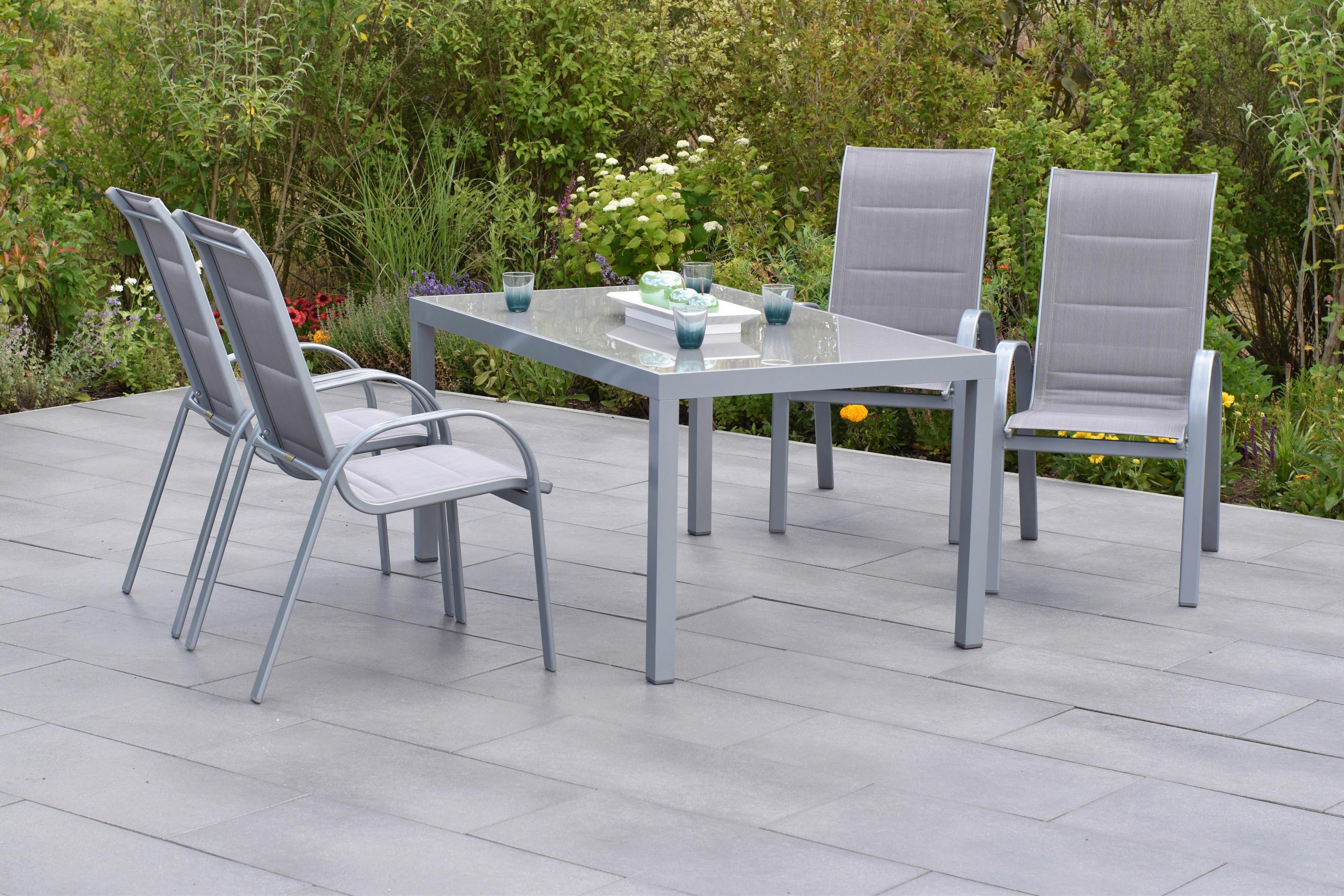 GARTENSET AMALFI DI LUSSO - Silberfarben/Braun, MODERN, Textil/Metall - Gardenson