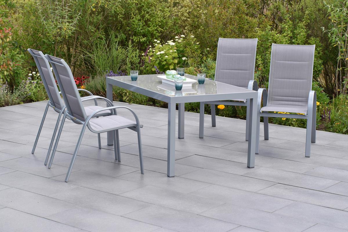 GARTENSET AMALFI DI LUSSO - Silberfarben/Braun, MODERN, Textil/Metall - Gardenson