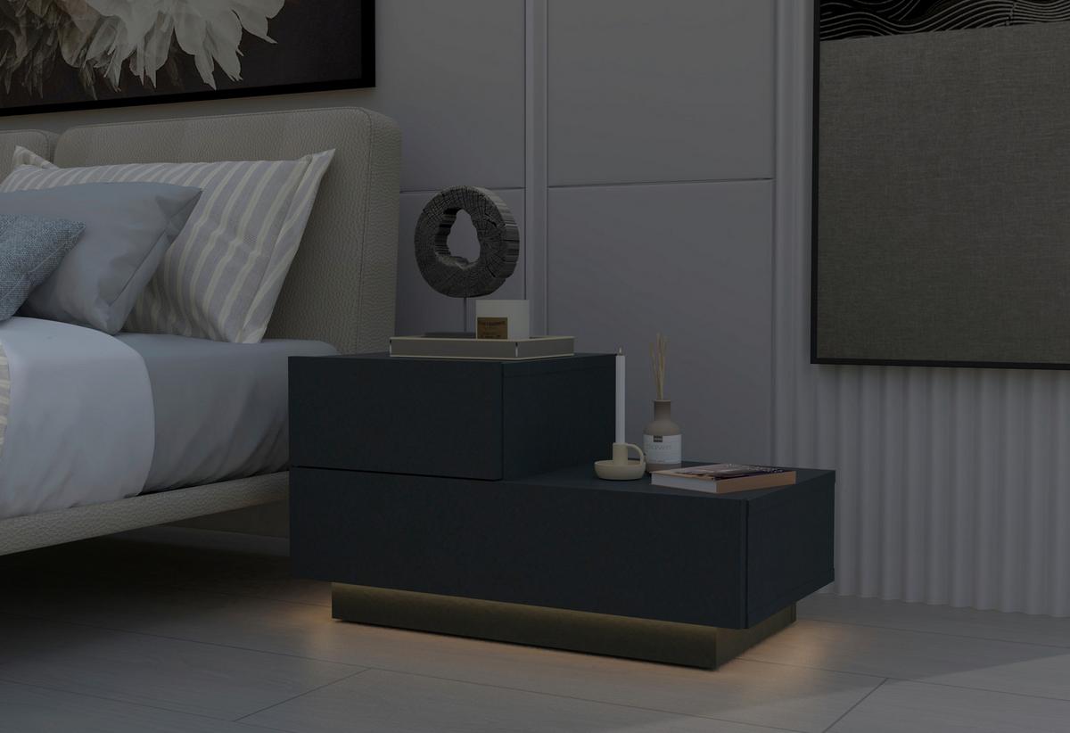 NACHTTISCH KAYRA NACHTTISCH - Anthrazit, Design, Holzwerkstoff (70/39/30cm) - Livetastic