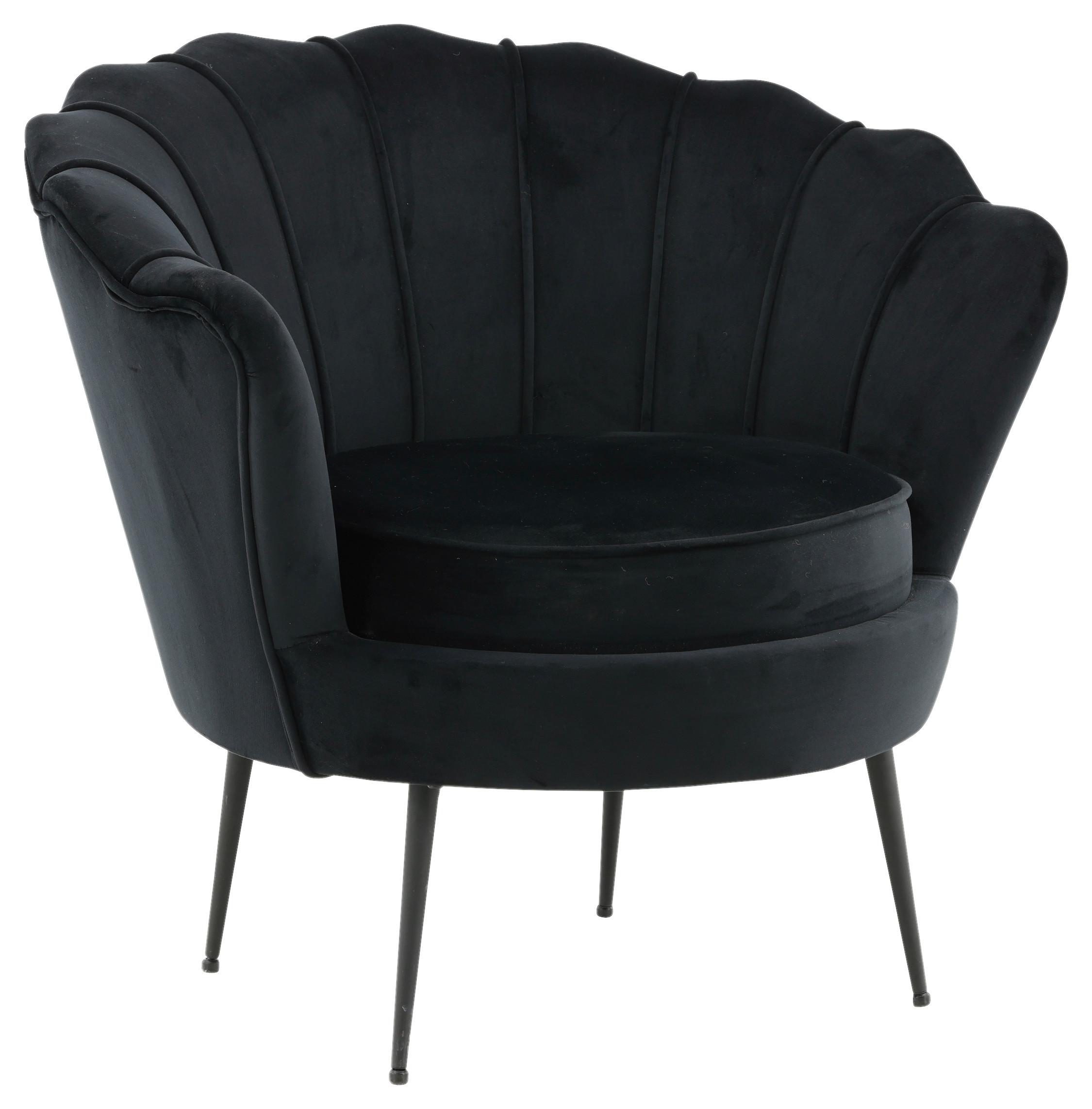 Sessel Calais ca. 83x76 cm Schwarz Samt - Schwarz, Design, Textil/Metall (83/76/77cm) - Livetastic
