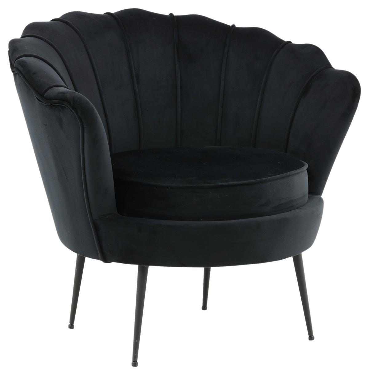 Sessel Calais ca. 83x76 cm Schwarz Samt - Schwarz, Design, Textil/Metall (83/76/77cm) - Livetastic