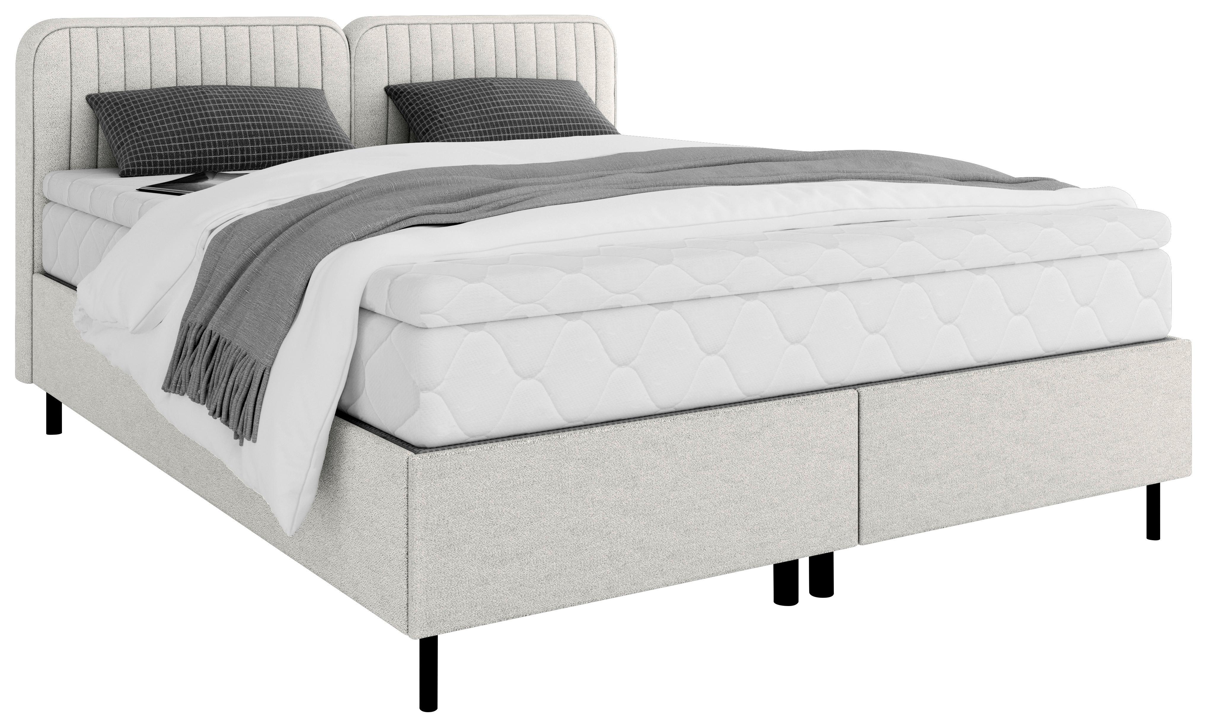 Boxbett Livetto Hellgrau ca. 140x200cm - Hellgrau/Schwarz, KONVENTIONELL, Holzwerkstoff/Textil (140/200cm) - Mömax