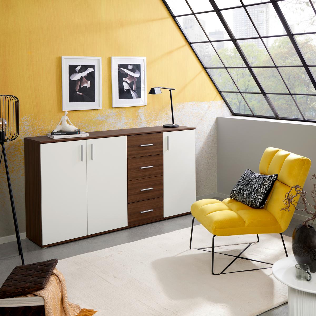 Komoda Ina 04 - barve aluminija/hrast artisan, Moderno, umetna masa/leseni material (175,8/94,8/38,3cm)