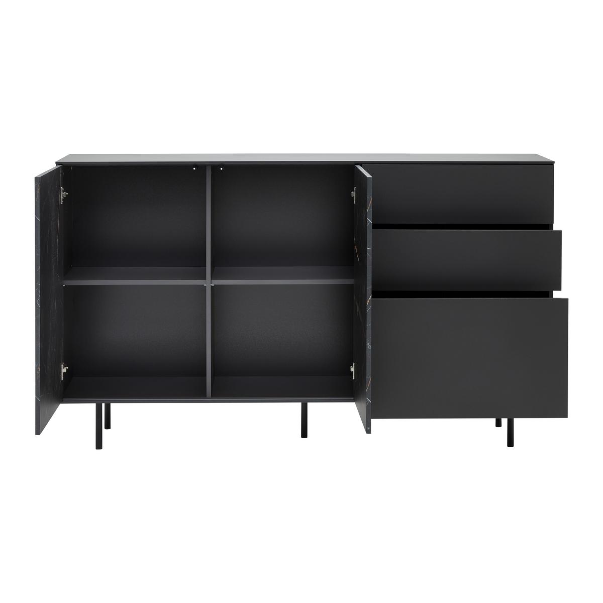 Sideboard Valea Grau - Schwarz, MODERN, Holzwerkstoff/Kunststoff (180/106/42cm) - Premium Living