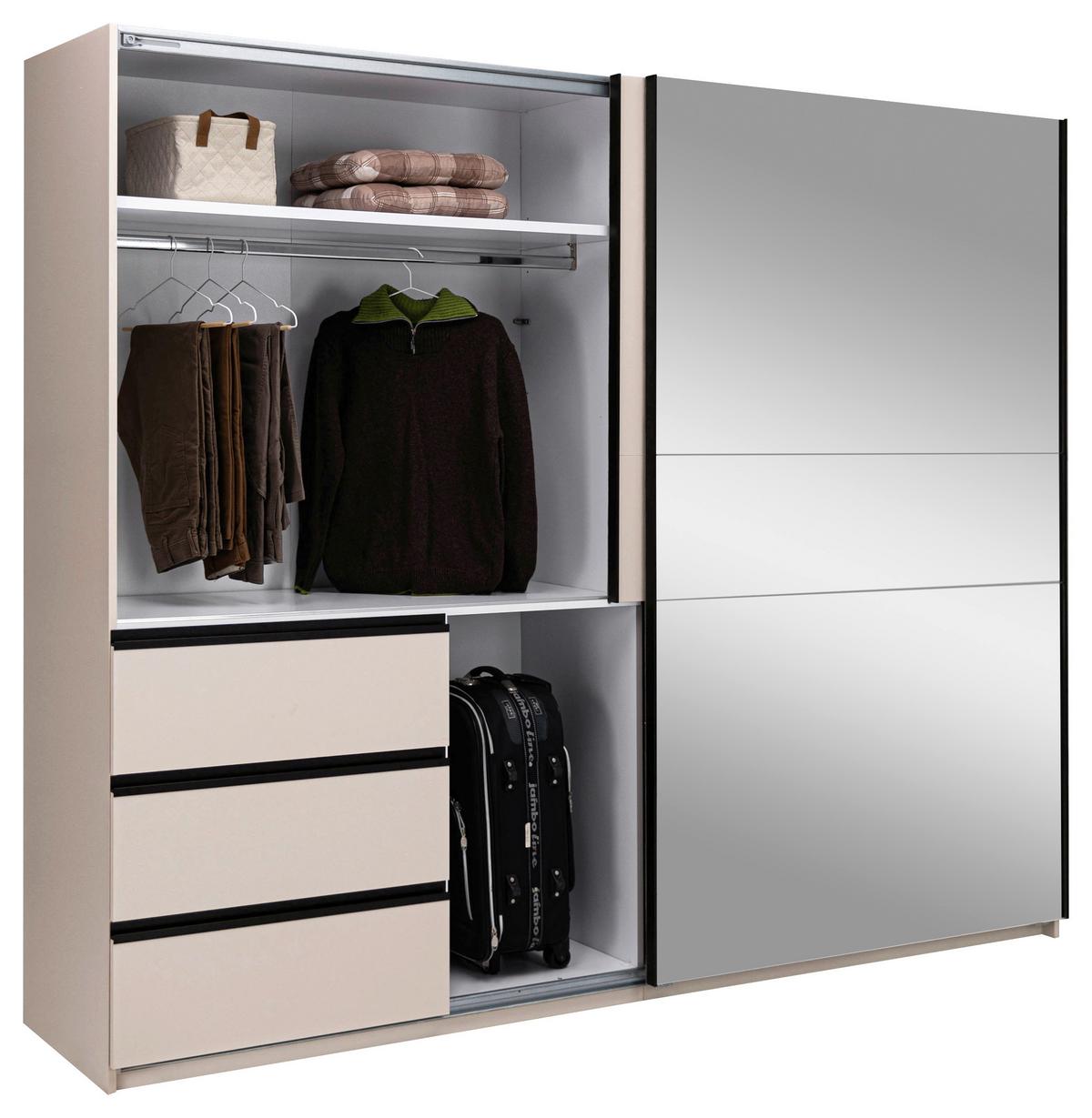 Omara Z Drsnimi Vrati Wilma, Kašmir - kašmir/črna, Moderno, kovina/leseni material (250/210/61,5cm) - P & B