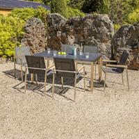 Dining-Loungeset Sydney Grau/Silberfarben - Silberfarben/Grau, Basics, Glas/Holz (160/74/90cm) - Gardenson