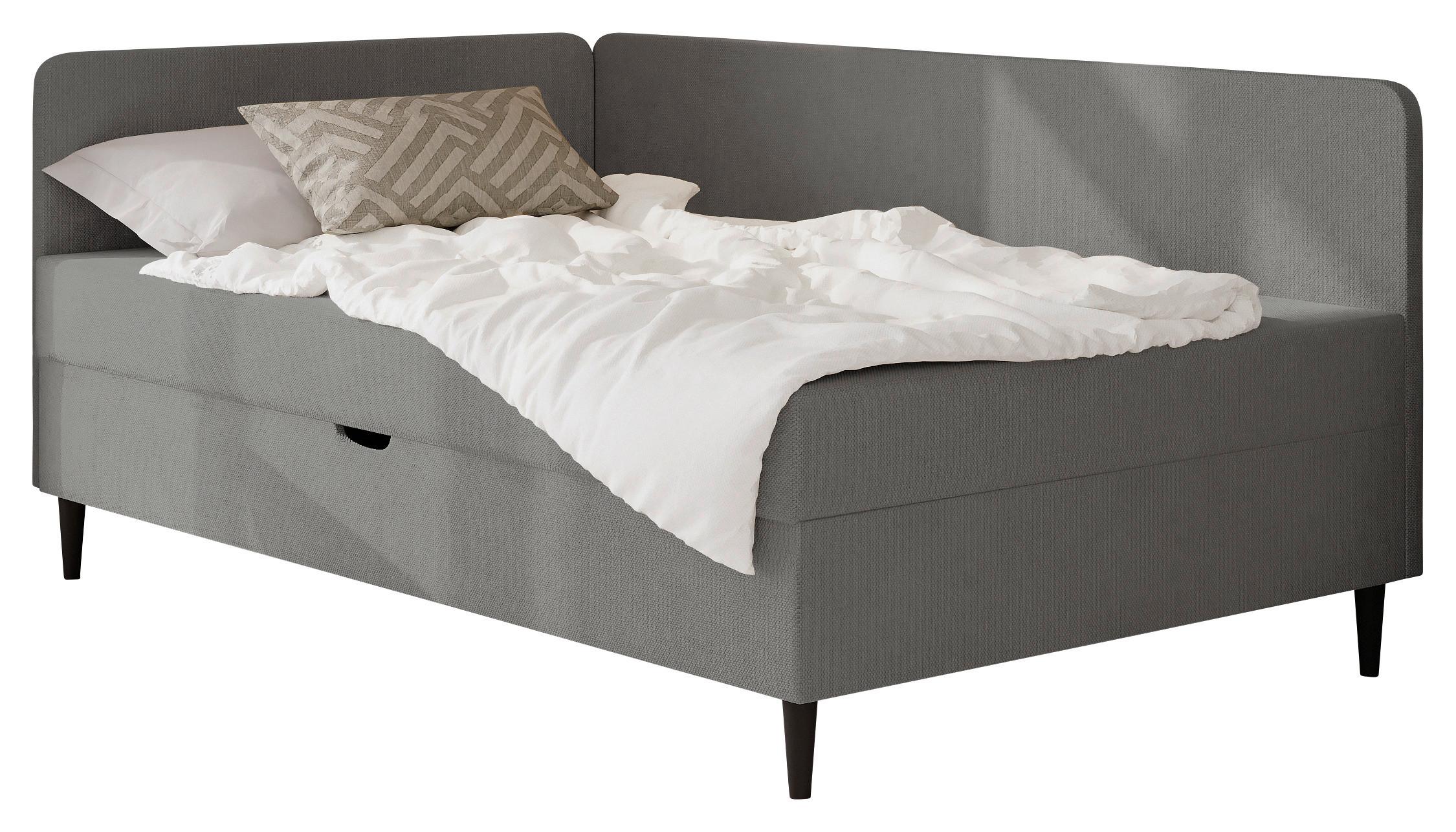 ŁÓŻKO SKRZYNIOWE HENRIETTE - czarny/kolor grafitowy, Konventionell, tkanina (120/200cm) - P & B