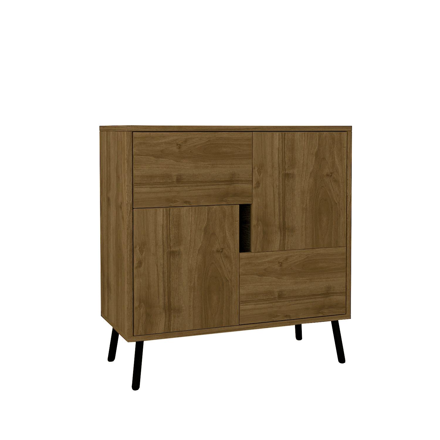 Kommode Darian Schrank - Kastanienfarben/Schwarz, Design, Holz/Metall (35/79/76,5cm) - Livetastic