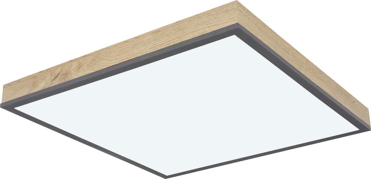 LAMPA SUFITOWA LED LUDWIG *SBN* - opal/kolor grafitowy, Natur, materiał drewnopochodny/tworzywo sztuczne (45/45/7,6cm) - Novel