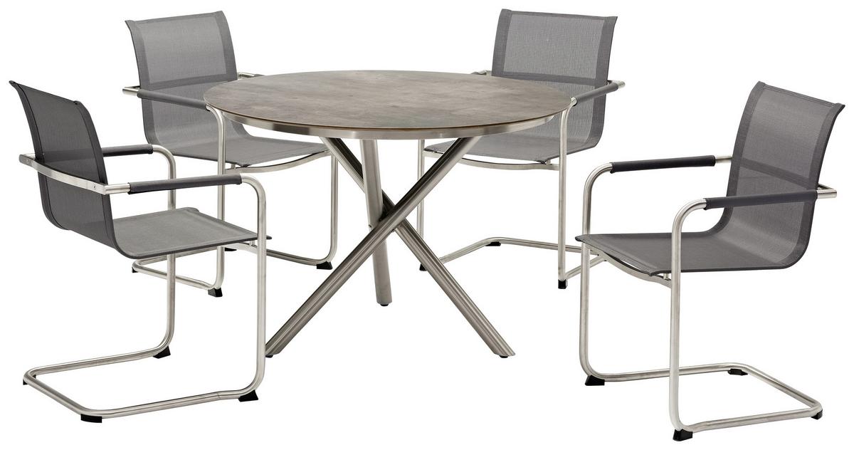 KRZESŁO OGRODOWE NA PŁOZIE PUNTA CANA II - kolor stalowy/ciemnoszary, Design, metal/tkanina (56/86/59cm) - Mömax