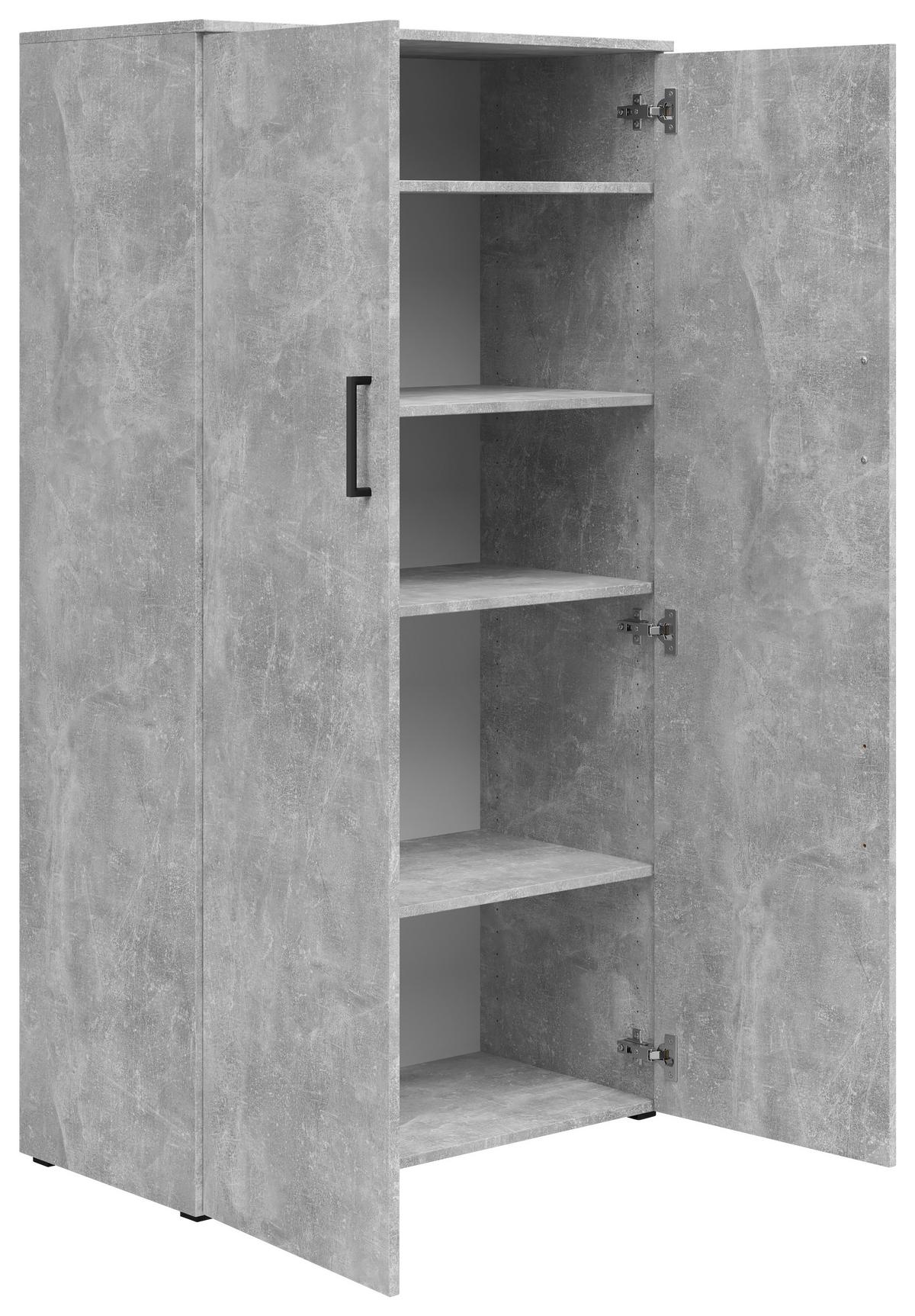 Schrank Multistauraum Betonoptik - Schwarz/Grau, MODERN, Holzwerkstoff/Kunststoff (80/146,7/40cm) - Mömax