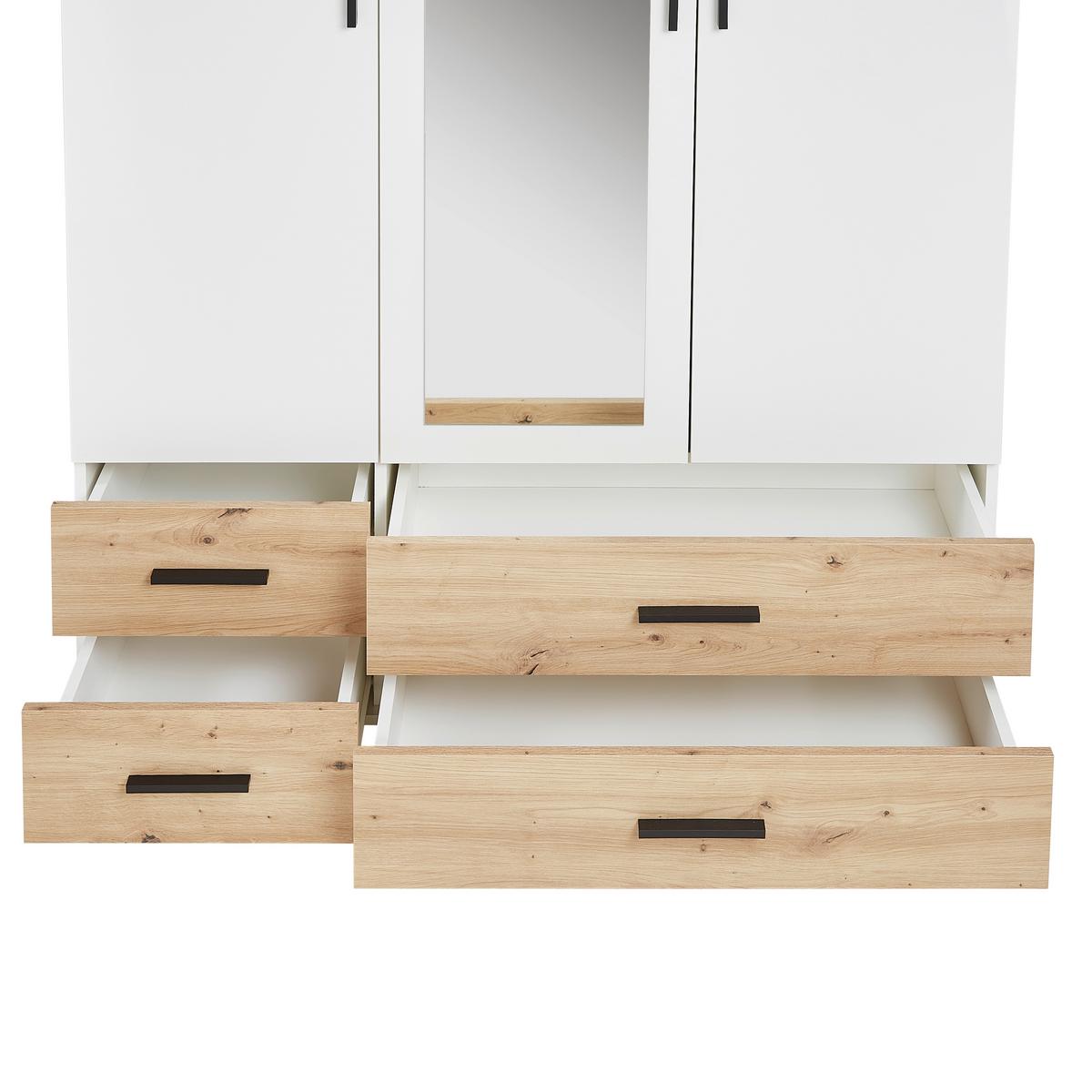 Kleiderschrank in Weiss/Eichefarben - Weiss/Schwarz, Konventionell, Holzwerkstoff/Kunststoff (127/188/52cm) - Mömax