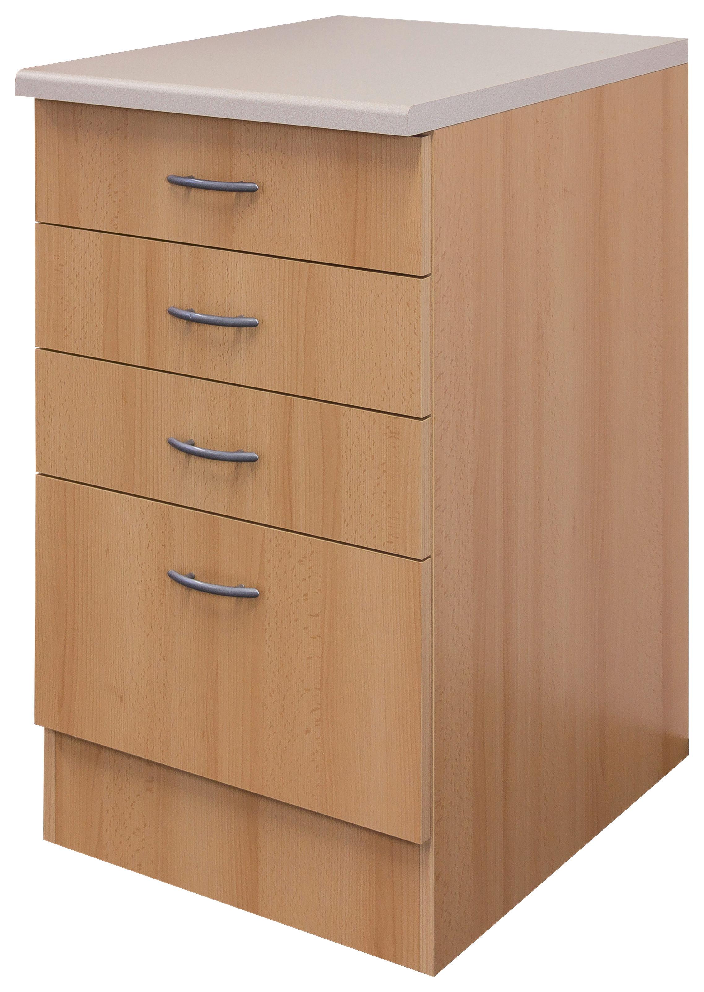 Küchenunterschrank in Buchefarben ´NANO B:50CM BUCHE - Edelstahlfarben/Beige, Holzwerkstoff/Kunststoff (50/85/60cm) - FlexWell