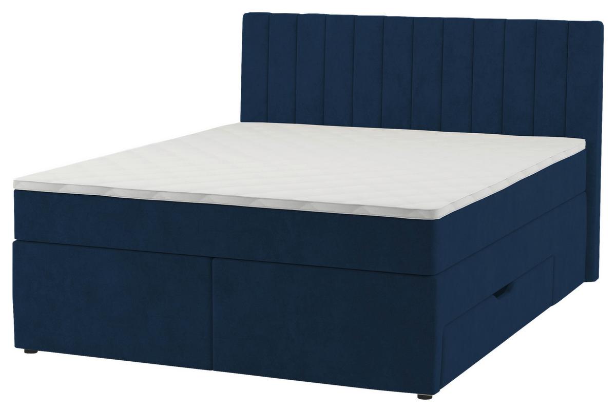 Boxspring Krevet Nikol - tamno plava, drvni materijal/tekstil (160/200cm) - Based